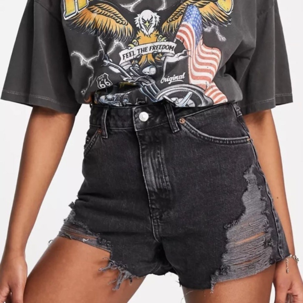 black denim shorts